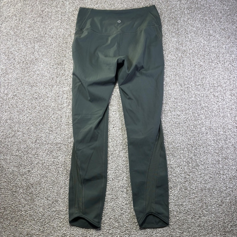 Lululemon Leggings Womens 6 Green Mesh Ankle Running Tight Yoga Pants Athletic‎